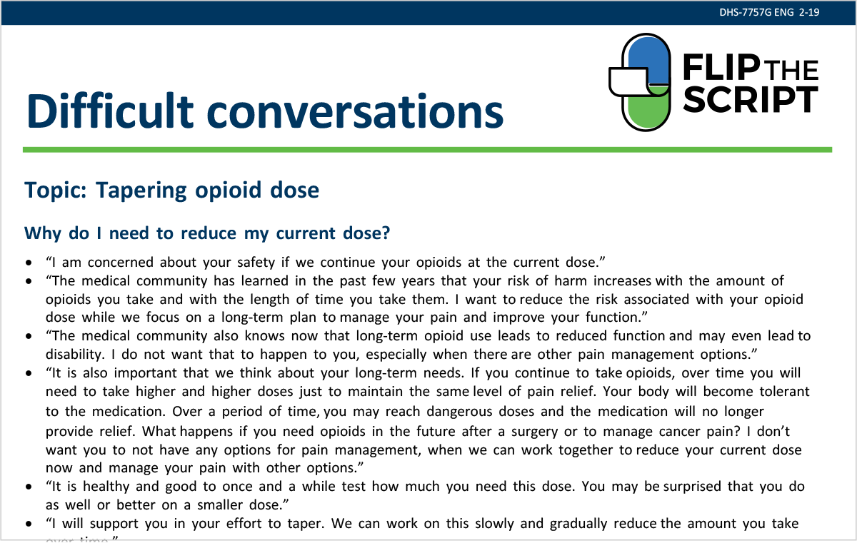 Prescription Opioid Patient Discussion Guide